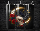 Gothic Raven Skull 20oz Tumbler Crescent Moon Roses Cup Insulated Stainless Mug