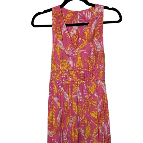 Jessica Simpson Pink Floral Maxi Dress Sleeveless XS Tropical Smocked - Picture 2 of 5