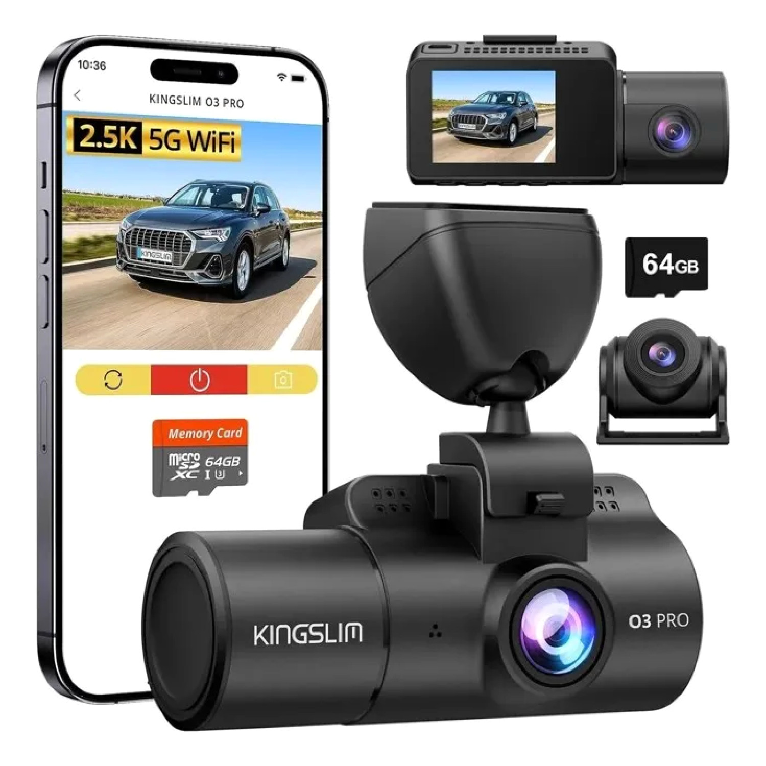Dashcam Kingslim O3pro évitez les litiges grâce au triple enregistrement 2.5K