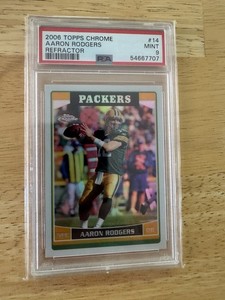 PSA 9 2006 TOPPS CHROME REFRACTOR AARON RODGERS #14