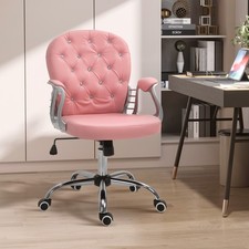 Vinsetto Vanity PU Leather Office Chair, Mid Back, Tufted Swivel Task Chair, Adj