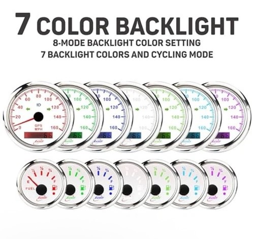 6 Gauge Set with Sensor 85mm Car GPS Speedometer 120MPH&Tacho Fuel Oil Temp Volt - Foto 4 di 23