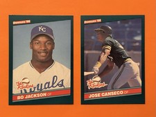 1986 Donruss The Rookies 2 Card Lot #38 Bo Jackson & #22 Jose Canseco Rookie RC