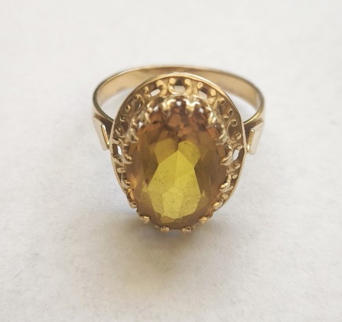 JOLIE BAGUE EN OR 18K SERTIE CITRINE 4,71 g T57 - Foto 4 di 11