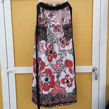 RUTH CLARAGE Tropicana Maxi Long Skirt Sz Small Red White Black Tropical Vintage