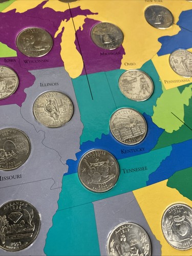 First State Quarters of the United States Collectors Map 1999-2008 Complete  - Picture 7 of 10