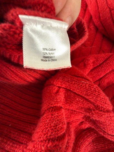 St Johns Bay Size S Cable Knit Turtleneck Sweater Red Long Sleeve Casual - Picture 6 of 7