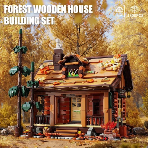 Wood Cabin Building Blocks Set w/ LED Lights, 1969pcs, Forest STEM Kit, Ages 8+ - Picture 4 of 7
