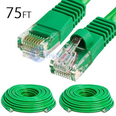 2x 75FT CAT5e Cable Ethernet Lan Network CAT5 RJ45 Patch Cord Internet Green