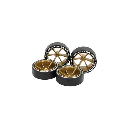 Tamiya Mini 4WD 40th Anniversary Large Super Hard Gold 6-Spoke Wheels & Low-Pro - Picture 1 of 3