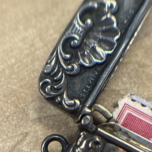 Antike viktorianische Sterlingsilber Stempel Box Etui Chatelaine Charm Bild Halter - Bild 8 von 9