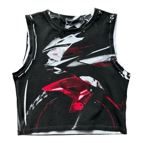 jaded london tank top crop baby tee in the fast lane grau rot Uk 10 Baumwolle Elast