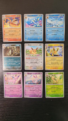 Pokemon PRISMATIC EVOLUTIONS Complete 9 Card Set NM Eeveelutions Reverse Holo