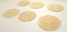 6Pcs Natural Woven Straw Round Coasters, Heat Resistant, New, UK stock, Homeware