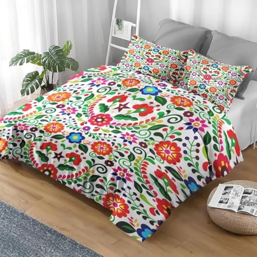 Comforter Set Size, Colorful Floral Happy Soft 2 Pcs Twin Mexican Flower - Picture 2 of 6