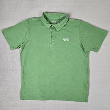 Mountain Hardwear Shirt Mens Large Green Polo Outdoor Hiking Short Sleeve Preppy