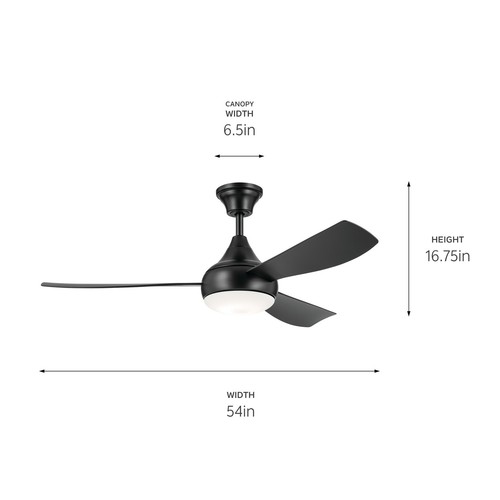 Satin Black 54"Ceiling Fan from the Ample Collection - Picture 5 of 7