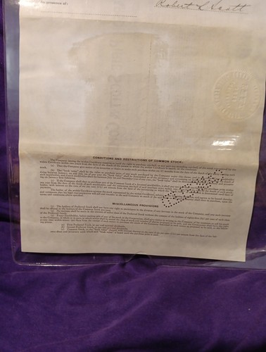 Carson Pirie Scott & Company Stock Certificate Feb 7th 1922 Chicago Dept Store  - Picture 12 of 12
