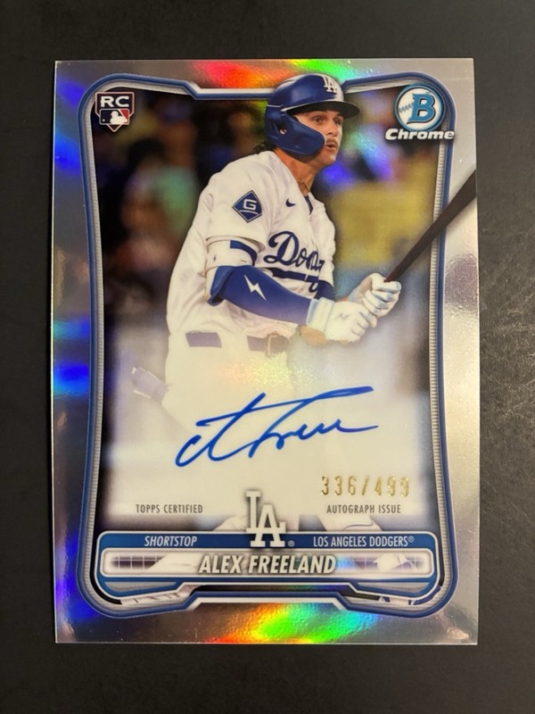 2026 Bowman Alex Freeland Chrome Auto RC Refractor /499 Dodgers Rookie