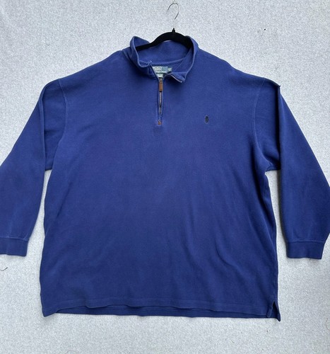 Suéter Polo Ralph Lauren Para Hombres 2XLT Alto Azul Cuarto Cremallera Cuello Simulado Pullover - Imagen 1 de 8
