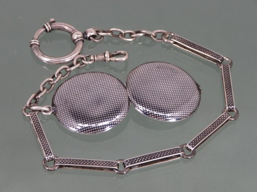 TULA Silber Uhrenkette 800 Niello Silber Medaillon SILVER WATCH CHAIN Chatelaine - Bild 3 von 12