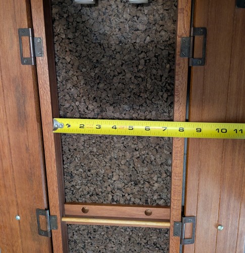 Vintage Rustic Solid Wood Skinny Display Cabinet with Memo Cork Board & Doors - Picture 22 of 24