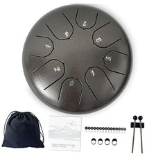 6 Inch 8-Note Steel Tongue Drum - D Major Rain Drum with 6 Inch 8 Notes Bronze