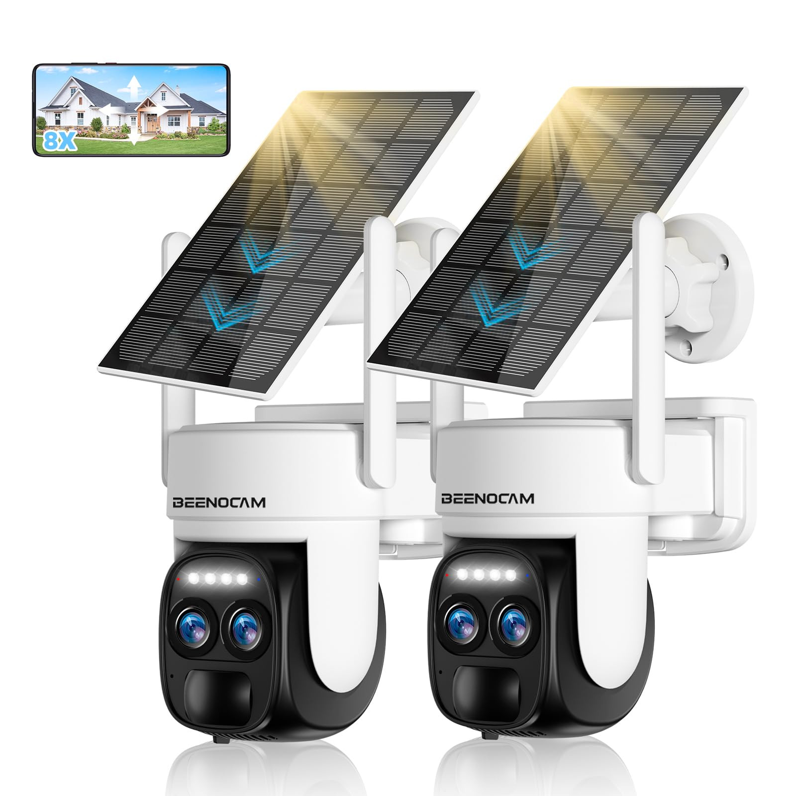 8X Zoom 4K Solar-Powered Wireless Outdoor Security Camera with 360° PTZ Wi-Fi