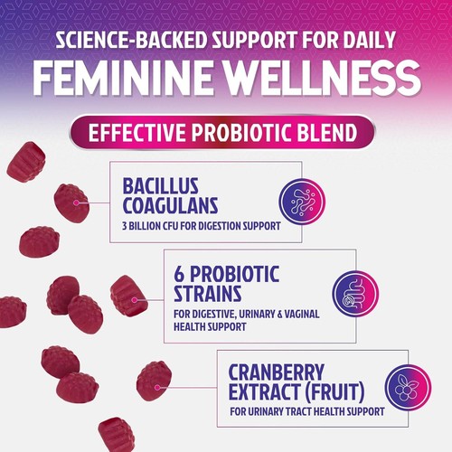 Probiotics for Women Gummies with Cranberry - 6 Premium Strains for PH Balance - Picture 3 of 18