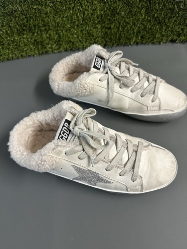 Golden Goose-Mujer Super-Star Sabot en cuero blanco y forro de piel de oveja Talla 40 - Imagen 5 de 14