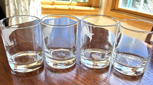 VINTAGE GEORG JENSEN ETCHED ENDANGERED WILDLIFE ANIMALS ROCKS GLASSES SET OF 4 - Picture 4 of 9