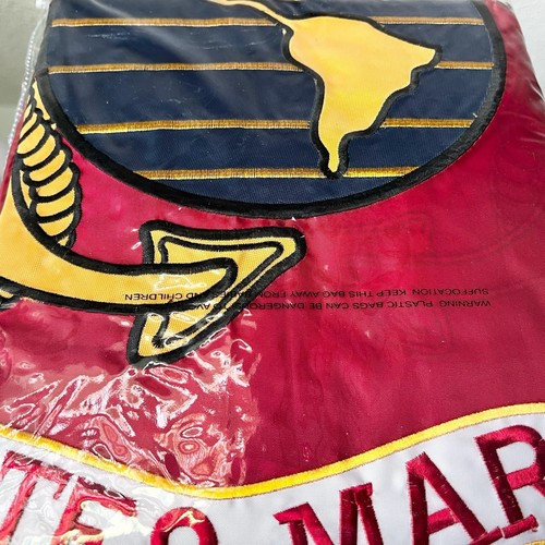 US Marine Corps USMC Embroidered Double Sided Flag 3x5 w/ Brass Outrigger Clips - Picture 5 of 7