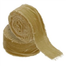 2Roll Velvet Ribbon 1-1/2"x3Yd Handmade Frayed Vintage Ribbons Brown