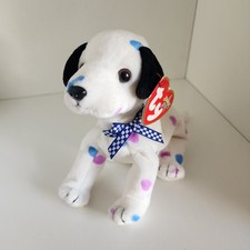 TY BEANIE BABY - DIZZY the Dalmatian DOG  Retired Soft Toy 7/10/2000 purple/blue