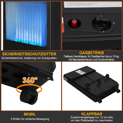 Gasheizung Blaue Flamme Gasofen 3800W mobile Edelstahl Gasheizer Gasheizstrahler - Bild 4 von 9