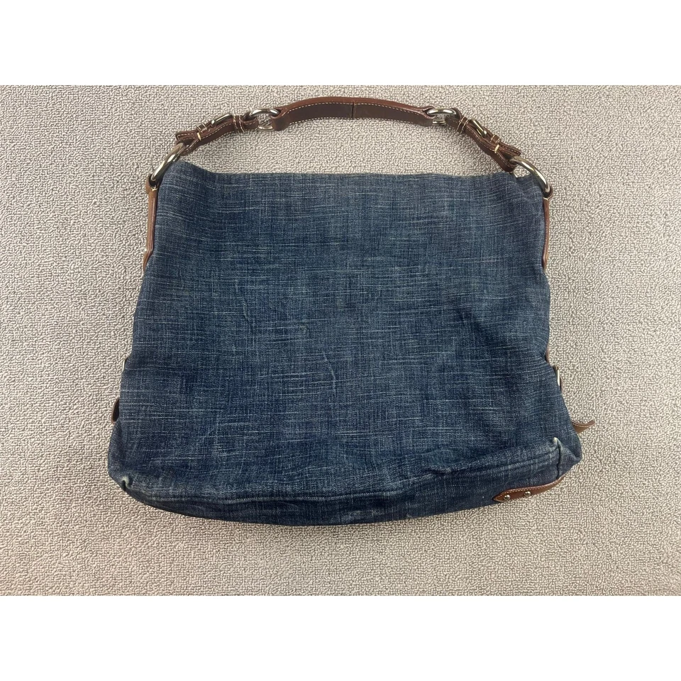 Authentic Prada Milano Blue Women's Washed Denim Logo Hobo Handbag - Image 4 of 4