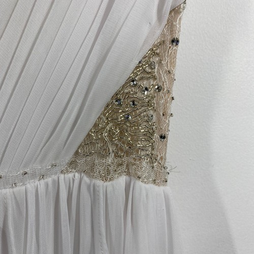 Adrianna Papell Maxikleid Damen elfenbeinweiß Perlenverzierung Größe 10 neu mit Etikett* - Bild 3 von 13