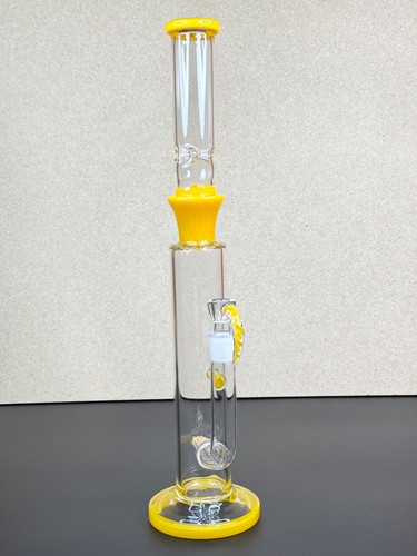 18” Inline Perc Glass Bong – Yellow Thick Water Pipe Hookah w/ 18mm Bowl - Picture 5 of 12