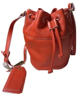 Isaac Mizrahi Leather Bucket Drawstring Bag New Dust Bag 