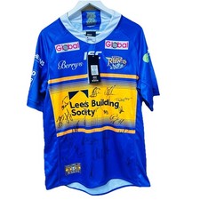SIGNED 2019 LEEDS RHINOS ENGLISH SUPER LEAGUE ISC RUGBY LEAGUE JERSEY