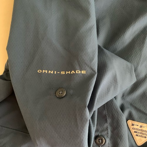 Columbia Shirt Mens Size S Navy Blue PFG Fishing Shirt Vented Roll Tab Camping - Picture 8 of 10