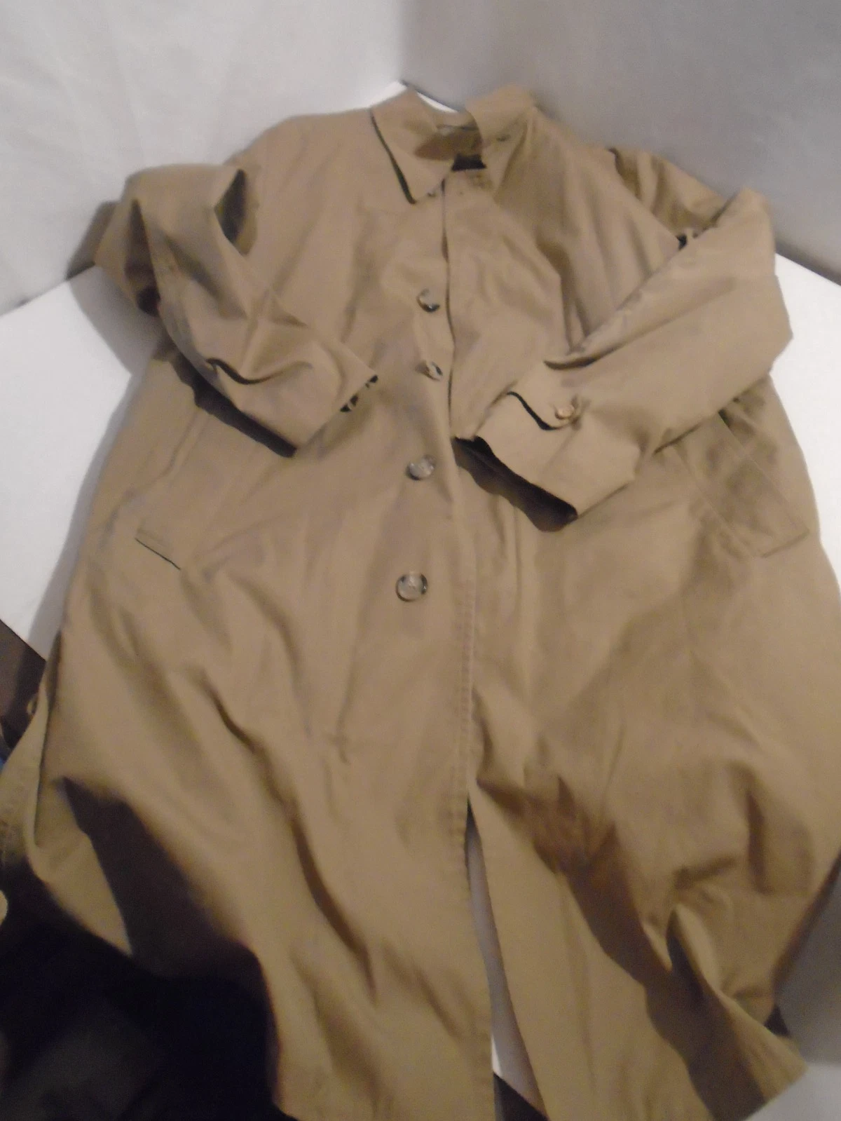VTG London Fog Men 40 Regular Tan Maincoats Trench Coat Removable Lining