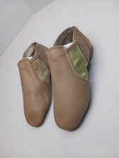 Revolution Dance Wear Shoes Jazz Youth Tan Leather 656 Recital Slip On 3 M 1172