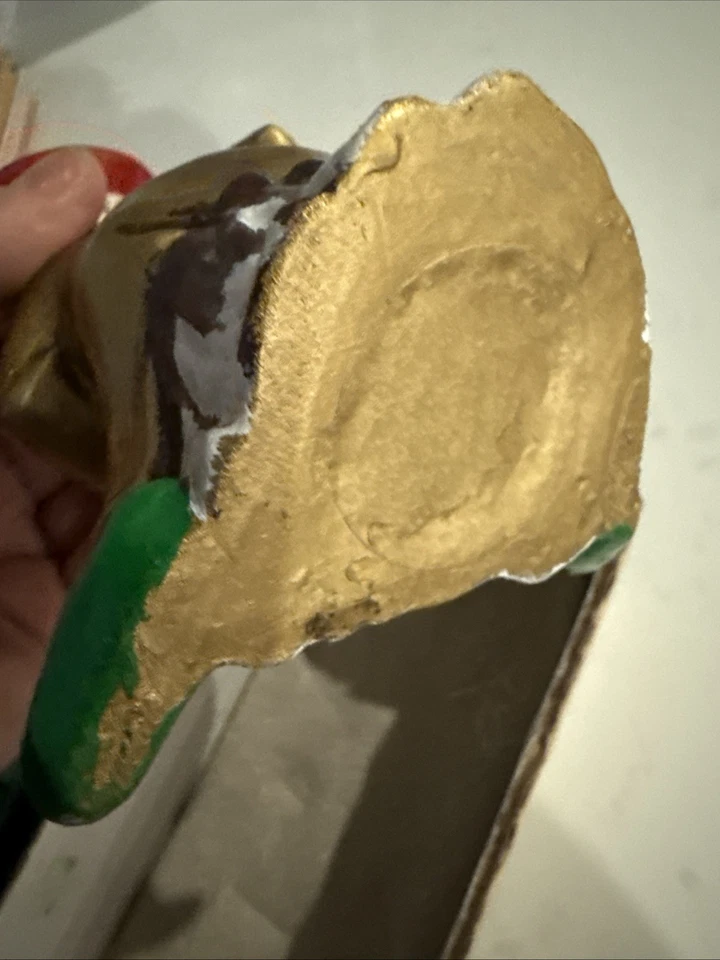 "Estatuilla de duendes vintage de papel maché Japón Navidad banjo elfo gnomos 7""" Foto 4 de 4