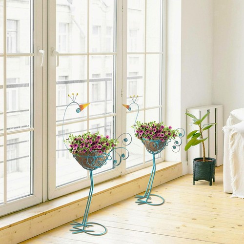 2x Peacock Planter Standing Outdoor Flower Display for Yard Home Park Patio - Afbeelding 1 van 7