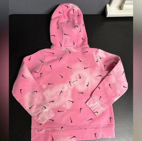 Nike Hoodie Girls Youth Medium Swoosh All Over Print Bleached Bohemian Cotton - Picture 7 of 12