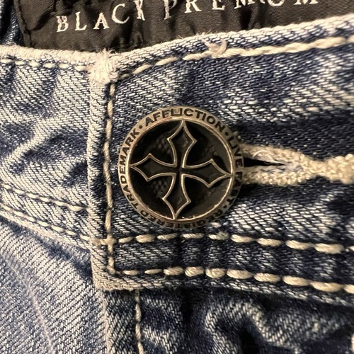 Buckle BKE Affliction Black Jeans Mens Size 32 Regular Cooper Relaxed Boot Cut - Picture 4 of 17