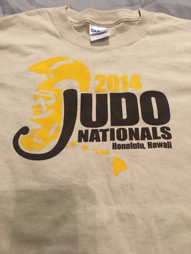 Child Kids T Shirt Beige Tan Size L 12 14 Judo 2014 Nationals Honolulu HA - Picture 2 of 3