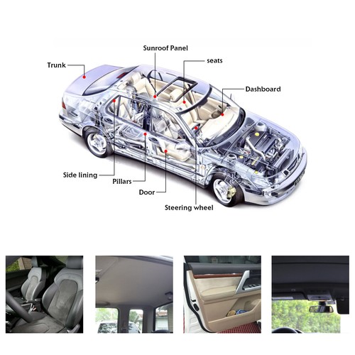 OEM Car Roof Headliner Fabric Upholstery Hood Lining Foam Revamp Material - Picture 2 of 26