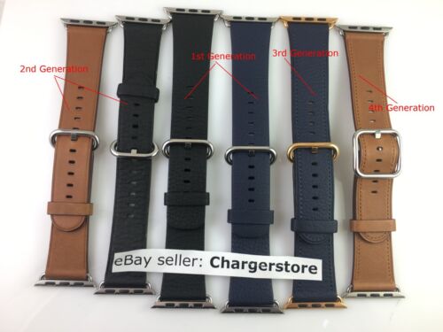 Oryginalny Apple Watch 38 40MM 41MM 42MM Klasyczna klamra Skórzany pasek Szafirowy niebieski - Zdjęcie 9 z 9